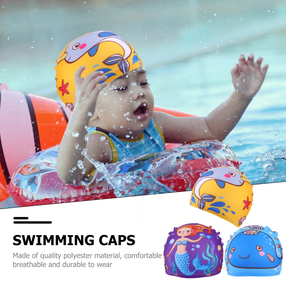 

3pcs Fun Swim Caps High Elastic Swimming Caps Bathing Caps for Boys and Girls