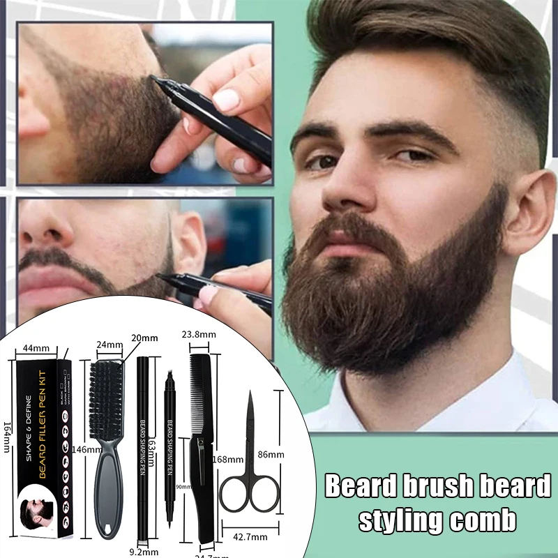 

Beard Pencil Filler Kit with Brush and Beard Styling Comb Tool for Men Water Proof Long Lasting M88