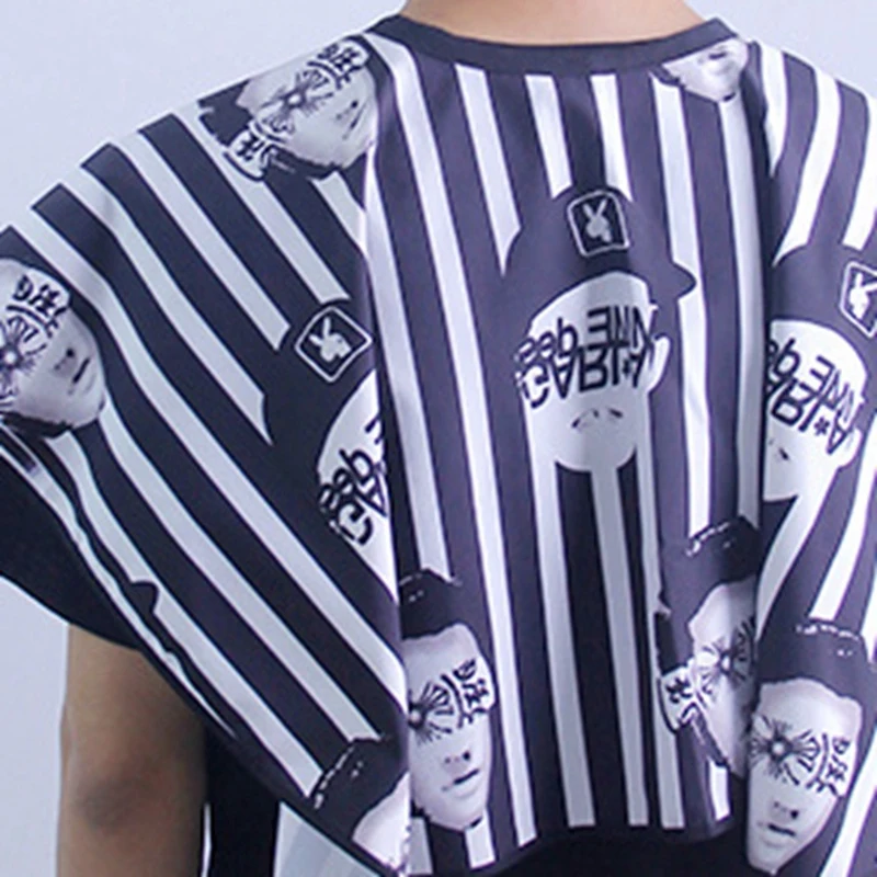 

Barber Cape Salon Bib Apron Haircut Salon Apron Hair Cutting Waterproof Vertical Stripes Cloth Hairdressing Gown Bib