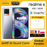 realme 8 rmx3085 cellphone global version 6gb ram 128gb rom 6 4 fhd amoled screen 64mp ai quad camera mtk helio g95 5000mah