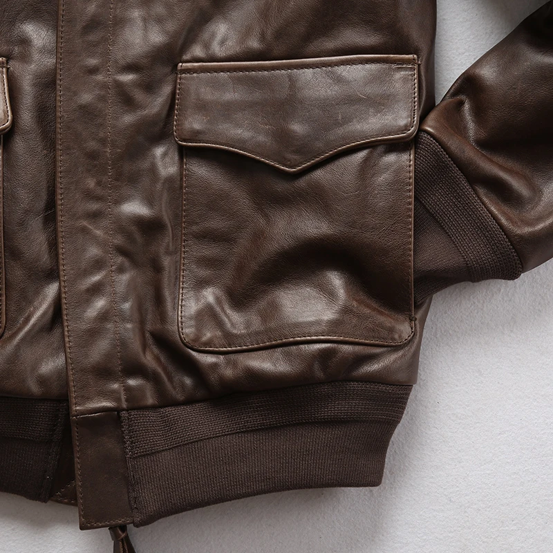 

Military High Quality Genuine Leather Jacket Men's Vintage A2 Air Force Flight Jackets Coats Male Biker Fast Ship Free