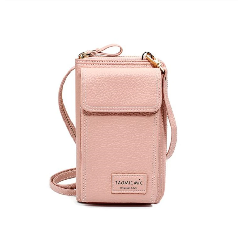 

Fashion Casual Bag Women's Pure Color Messenger Bags Mini Bag Multifunction Phone Bag Fashion Shoulder Bag Clip Leather Wallet