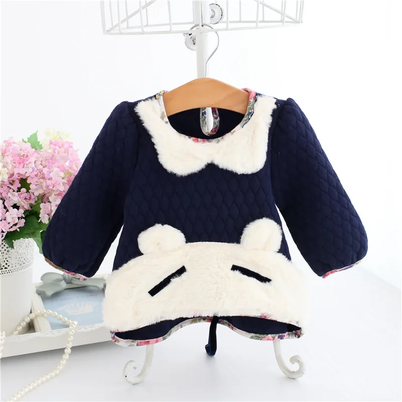 Детская одежда для девочек топы маленьких с мультяшным Кроликом зимняя теплая