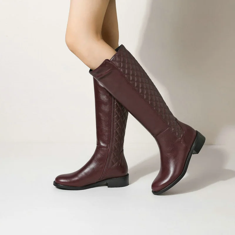 

Boots Women New British Style Fashion Knee High Boots Pleated Chunky Heels Pumps for Women Winter Working Basic Boots Motorcycle