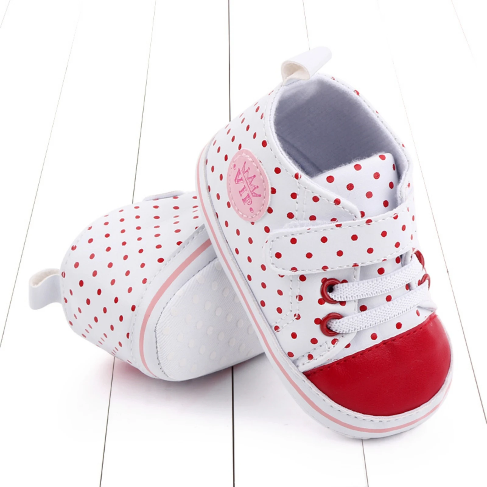 

Baywell Autumn Baby Boys Girls Polk Dot Print Canvas Anti-Slip Casual Shoes Sneakers Toddler Soft Soled First Walkers