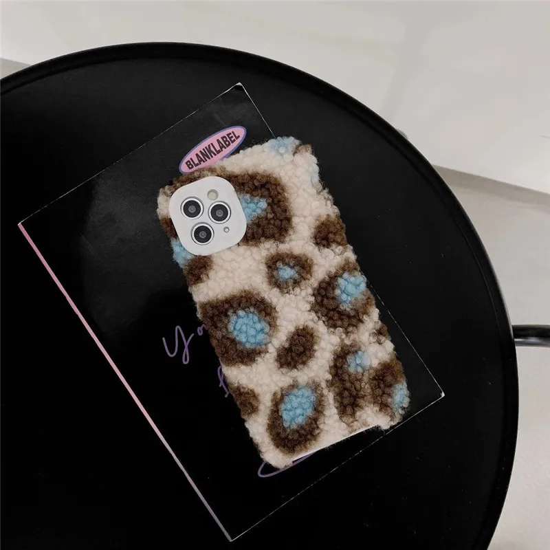 

For iphone 12 Pro Case,Winter plush leopard spots Case For Iphone 12 Case,Soft Back Protective Phone Case For iphone 11 Case
