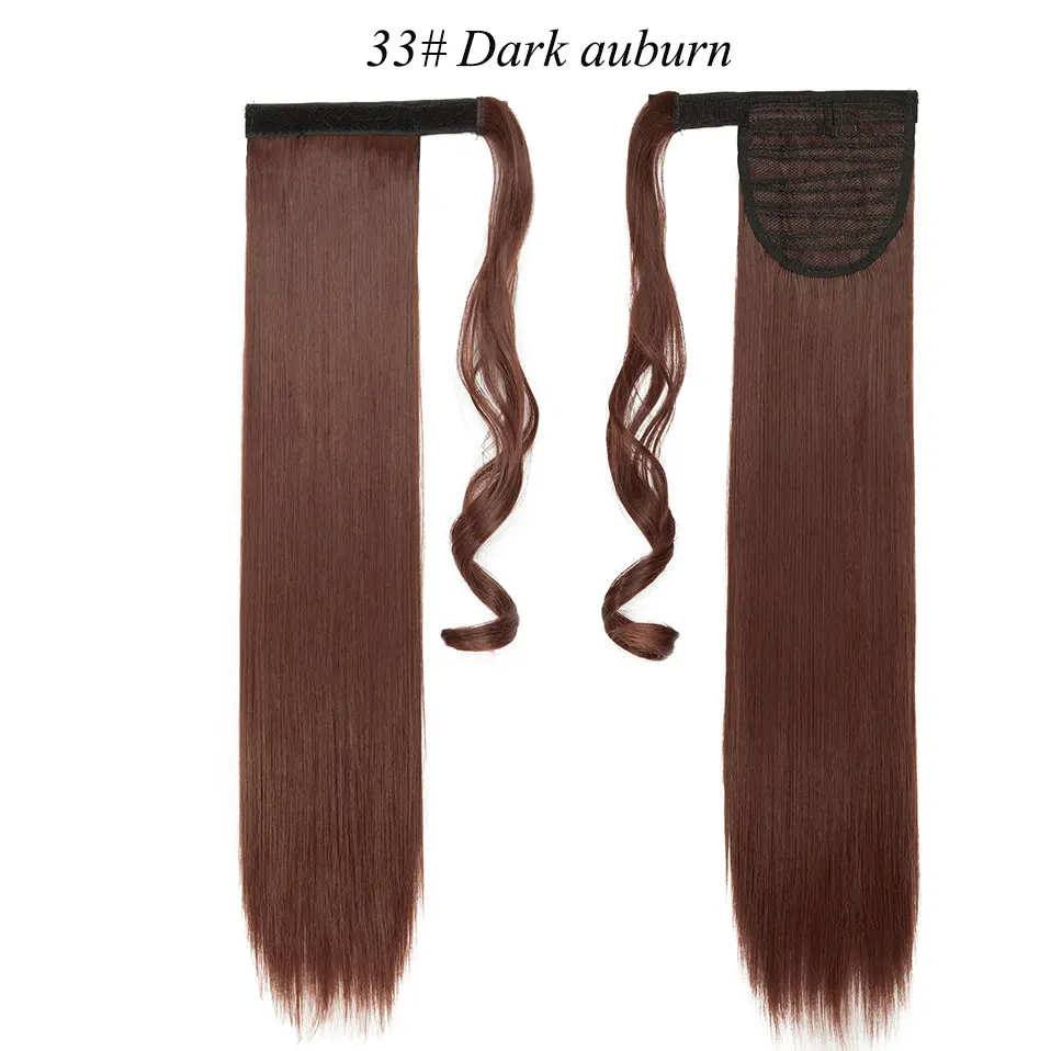dark auburn S-noilite 23 дюйма длинные волнистые волосы на заколках в хвосте накладные волосы конский хвост шиньон синтетические волосы обертывание вокруг хвоста пони наращивание волос - Цвет: dark auburn