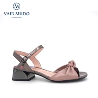 vair mudo women sandals fashion genuine leather thick heel ankle strap pink spring summer shoes dress casual occasion lady lx10