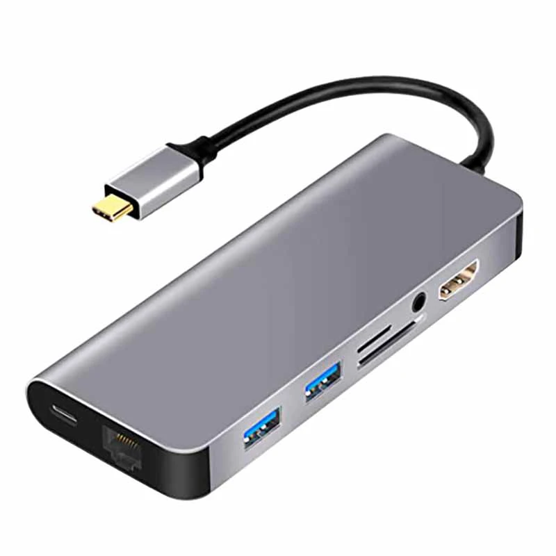 

Док-станция 8 в 1, стандарта HDMI/RJ45/USB 3,0/Gigabit Ethernet/TF/SD/USB