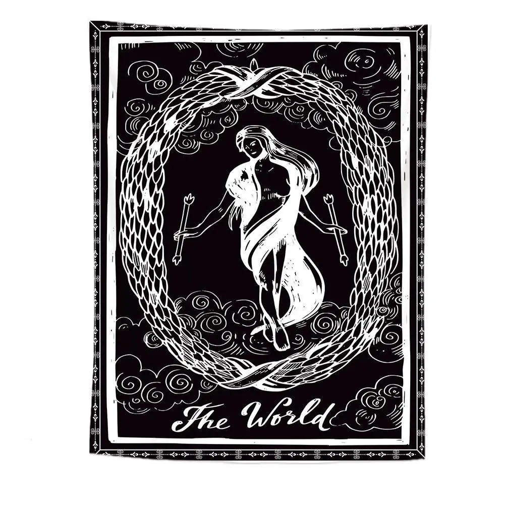 

Black Tarot Tapestry Wall Hanging Hippie Witch Trippy Tapestry Anime Moon Boho Decor Living Room Decoration Witchcraft Supplies