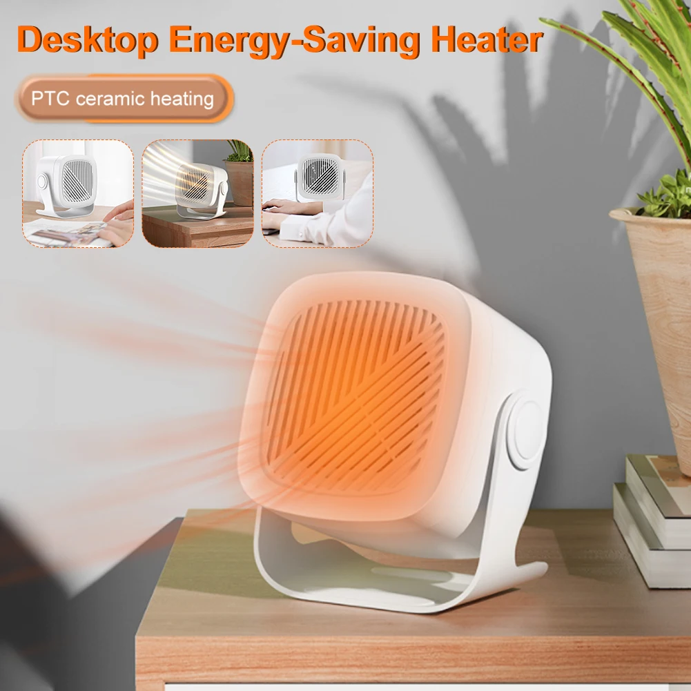 

800W 2 in 1 Electric Space Heater Mini Portable Desktop Fan Heater Fast Heating Warm Air Blower for Home Office Dorm Desktop