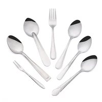 simple silver color spoon set stainless steel two tooth fork polished tableware dessert soup spoon kitchen accessories