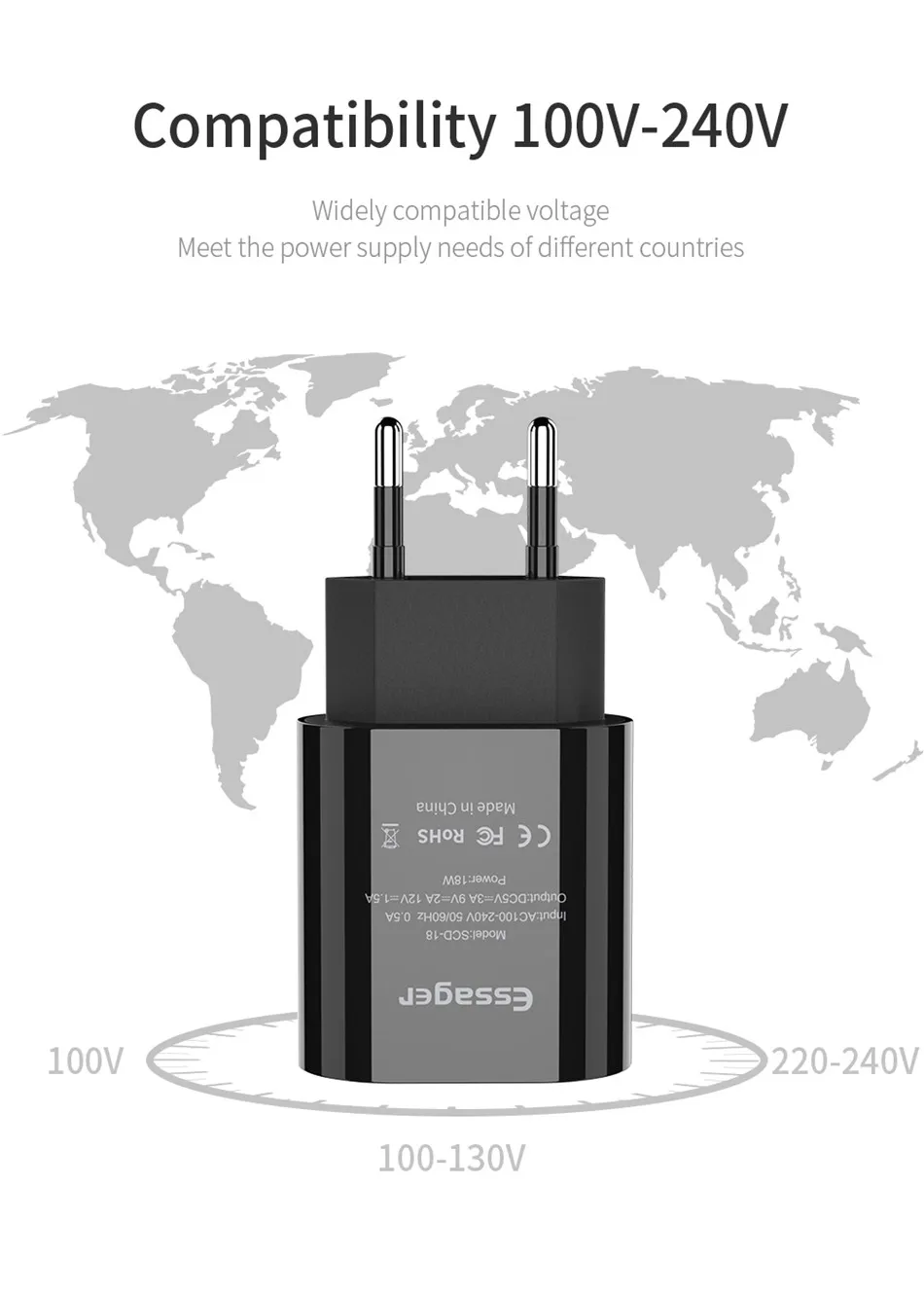 Essager 18 Вт USB зарядное устройство Quick Charge 3,0 Turbe зарядное устройство QC3.0 для samsung Xiaomi Mi Быстрая зарядка для iPhone зарядное устройство для мобильного телефона