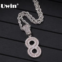 uwin baguette numbers chain necklaces pendant ropecuban chain for men women full iced out cubic zircon hiphop jewelry