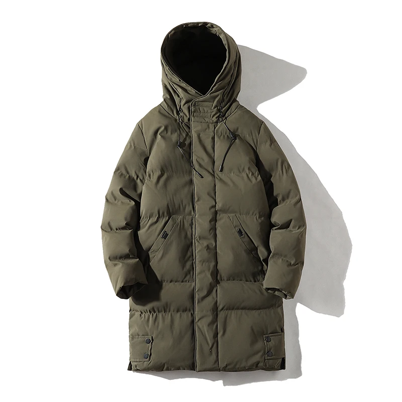 

2021 Hot Sell Wholesale Warm Male Hooded Long Thick Padded Polyester Windproof Waterproof Puffer M-8XL Winter Jacket Men Parka