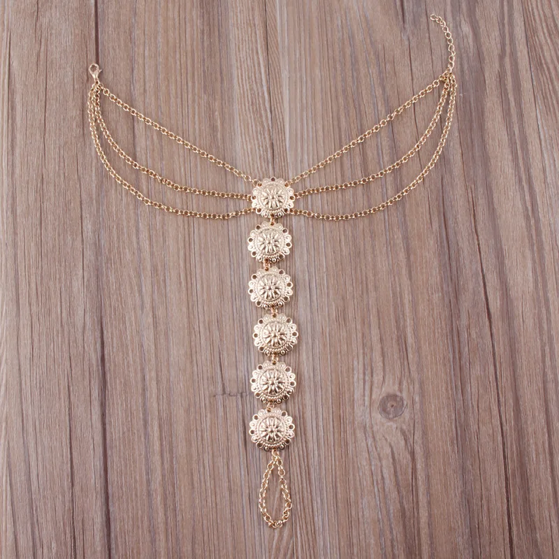 

European and American foreign trade jewelry Bohemian national style beach carved multi-layer tassel Anklet F220