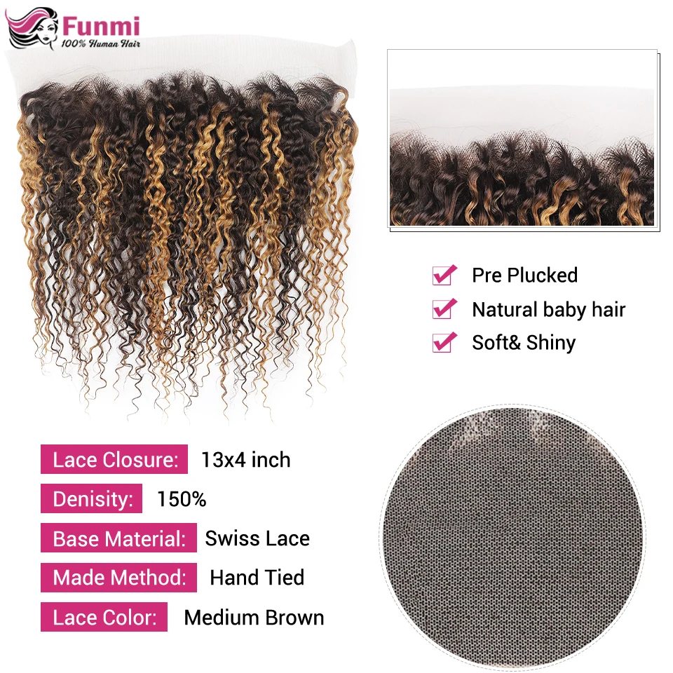 Пупряди для хайлайтера с фронтальной 13x4 дюймовой волнистой пучкой прозрачной