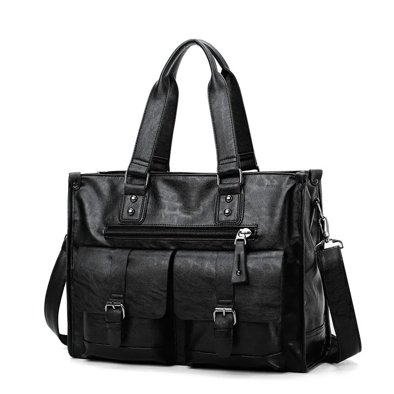 

New Casual Men's Briefcase Crossbody Retro Business Men's Shoulder Bag Business Large Capacity Handbags Black Bag Sac a Main