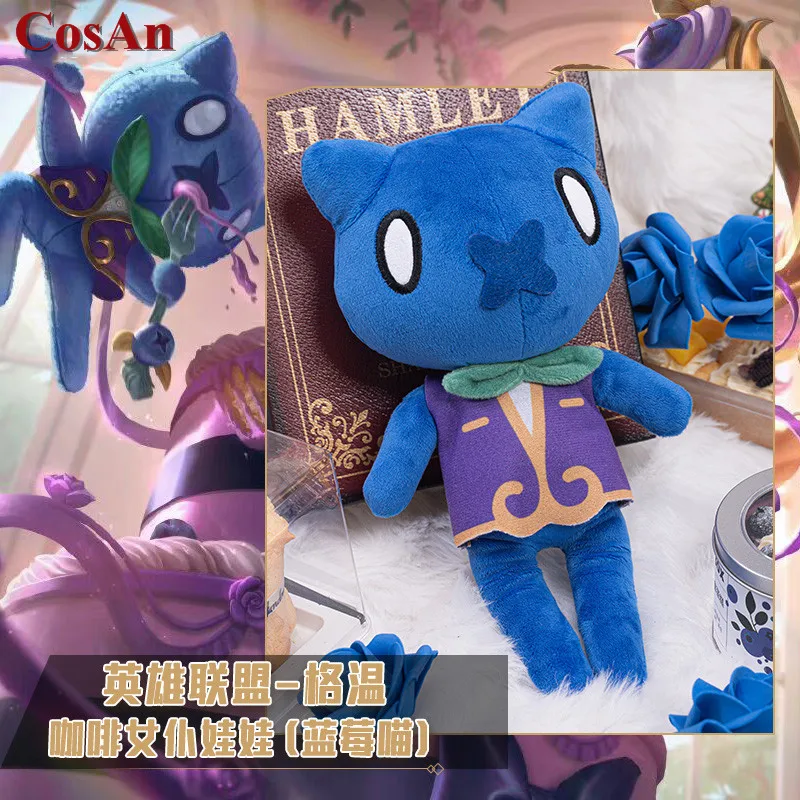 

CosAn New Game LOL Gwen Cosplay Prop Cute Blueberry Meow Cotton Doll Plush Throw Pillow Birthday Accessories