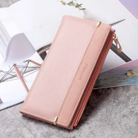 wallets zipper coin long purses handbags for women solid color clutch pu leather moneybag billfold phone card holder wallet