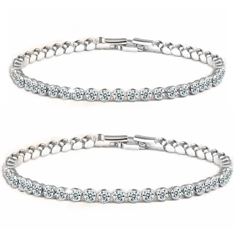 Роскошные теннисные браслеты с фианитом 4 мм свадебный браслет со сверкающей