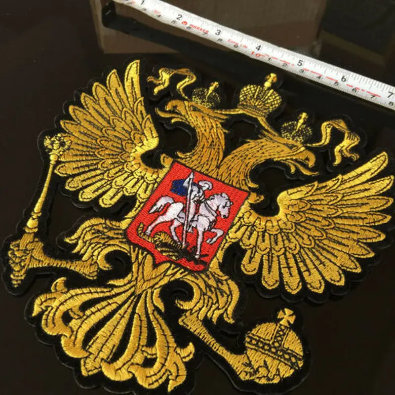 18 см золотая корона Орел Высококачественная нашивка 3D вышивка аппликация Утюг на