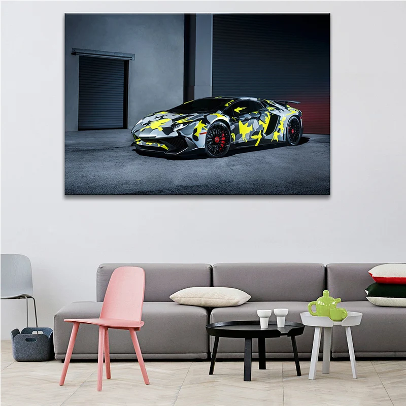 

Decorative painting canvas painting camouflage Lamborghini Aventador Roadster art posters and printed wall art pictures suitable