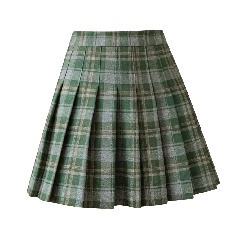 Шерстяные плиссированные юбки Женская мини-юбка с высокой талией тонкая