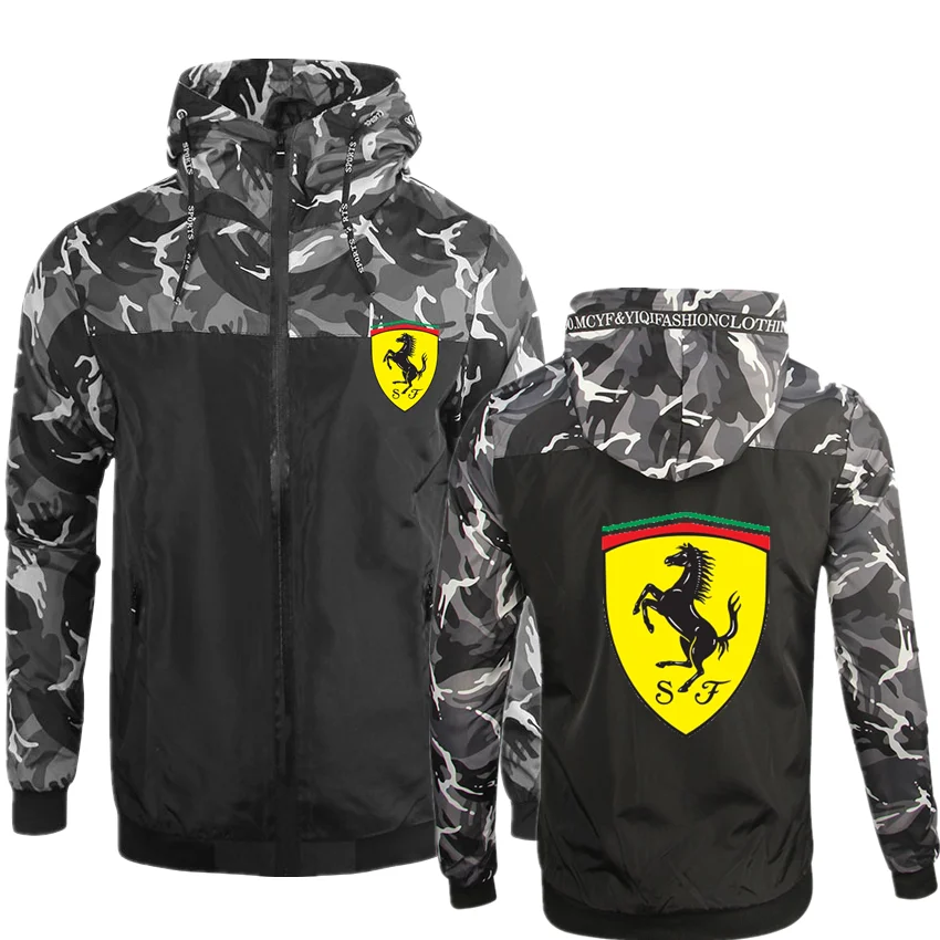 

2021 Car Printing Hoodie Men Casual Track Suit Men's Sportswear Hoodie Jogging Zipper Outdoor Fitness Clothes Hooded Sweatshirt