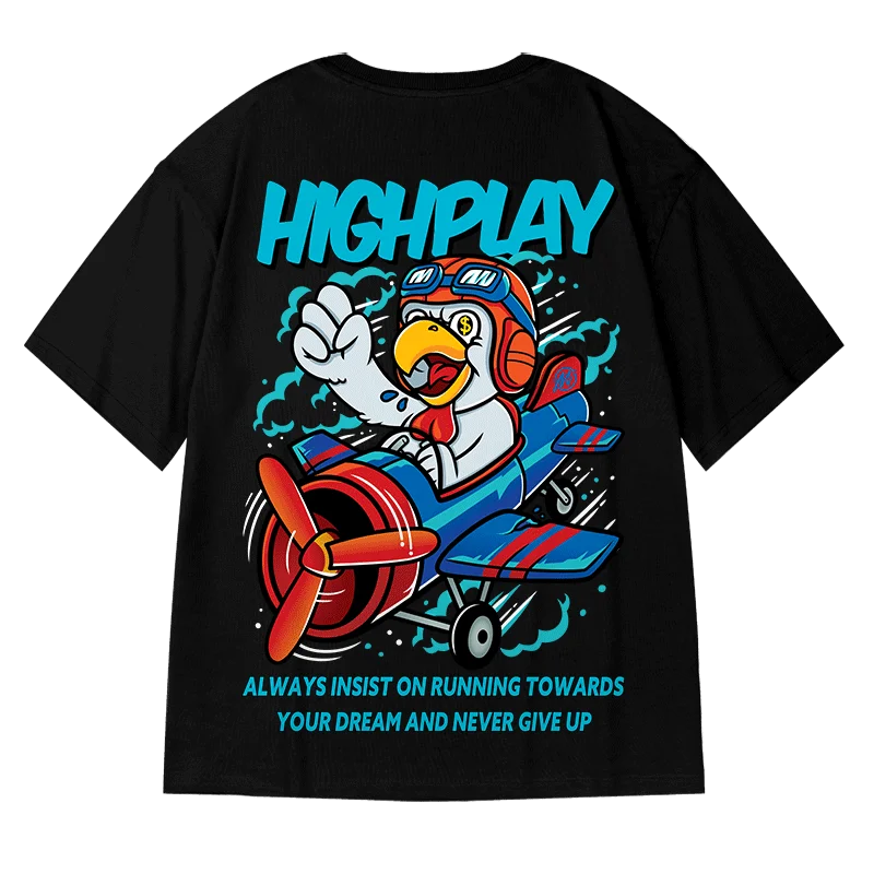 

Men T-Shirt Hight Play Print Summer Oversized t-shirts Hip Hop Loose Tees Tops Half Sleeve Cotton Homme Clothing Drop Shipping