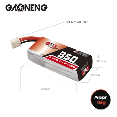 Аккумулятор Gaoneng GNB 350 мАч 2S 7 6 В 60C/1200C Lipo с разъемом XT30 для Fpv гоночного дрона |