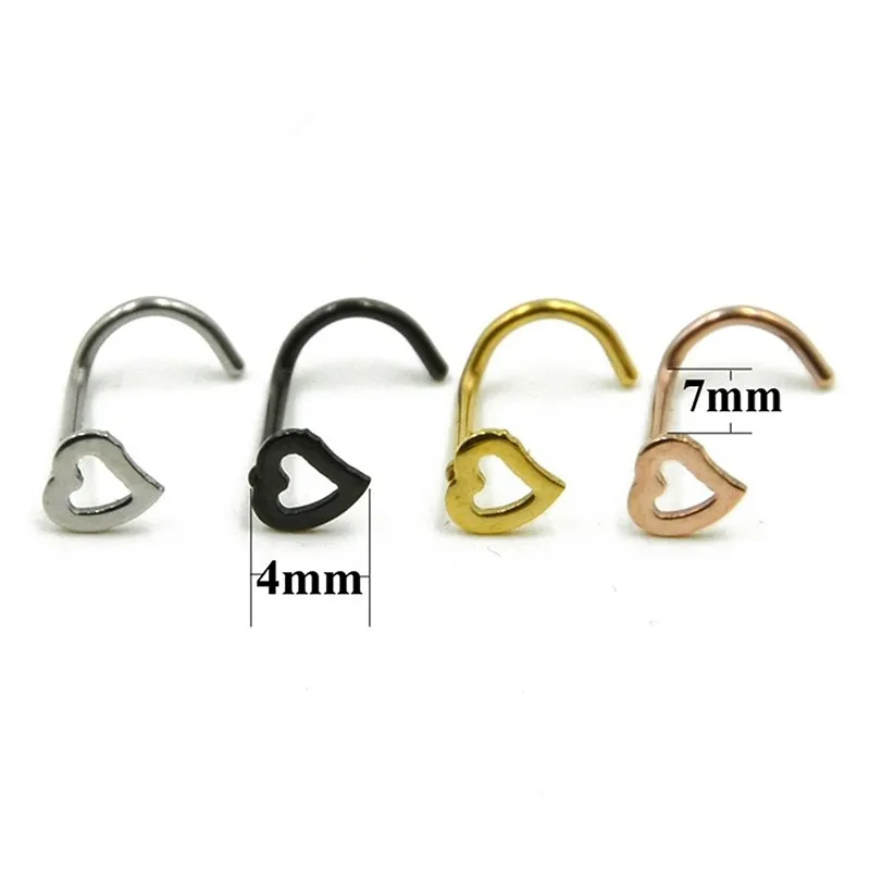 Модный тренд 1 шт нержавеющая сталь Сердце нос бижутерия гвоздики для женщин