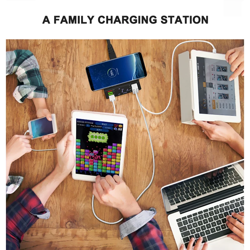 Беспроводное зарядное устройство Qi с USB 60 Вт светодиодный дисплей быстрая