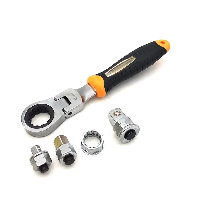 

5PCS Ratchet Wrench Set Adjustable Wrench with 1/4in 3/8in 1/2in Socket Wrench Adapter