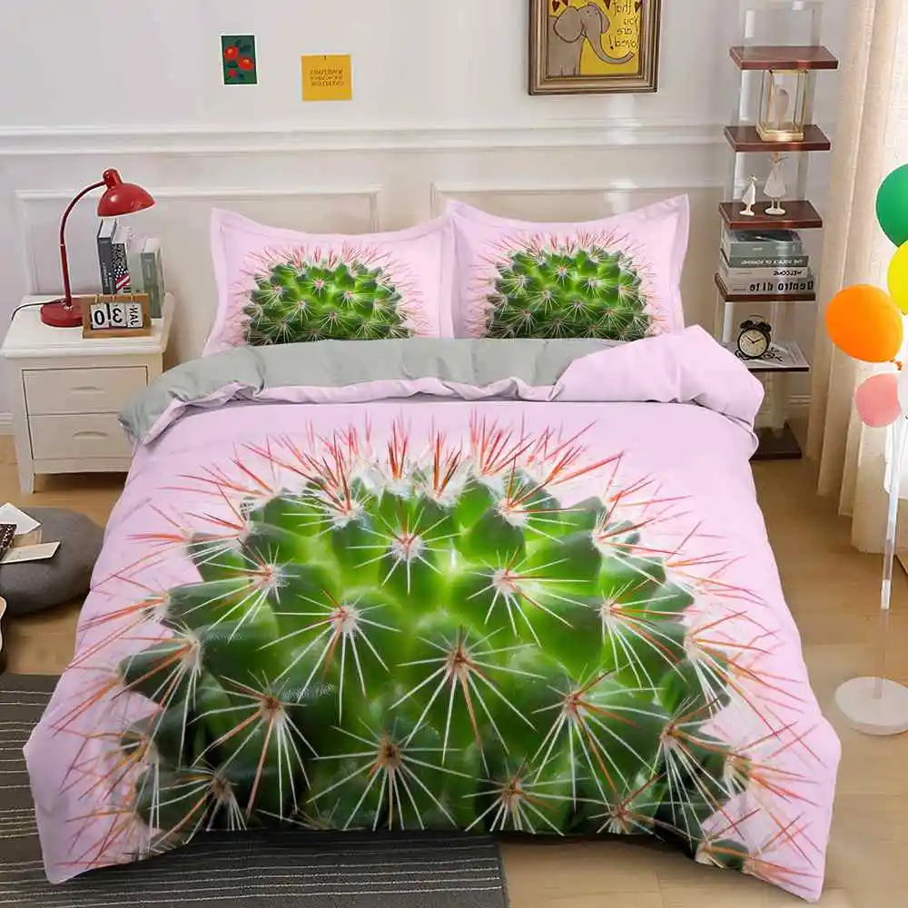 

Cactus Colorful 3D Bedding Set Queen King Size Plant Duvet Cover Sets Bed Linen Decorative 2/3 Piece Gift Kids Adult Luxury
