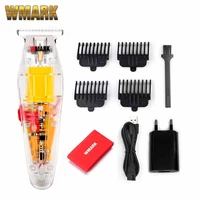 2021 wmark new model ng 202 transparent style detail trimmer professional rechargeable clipper 6500 rpm with 1400 battery