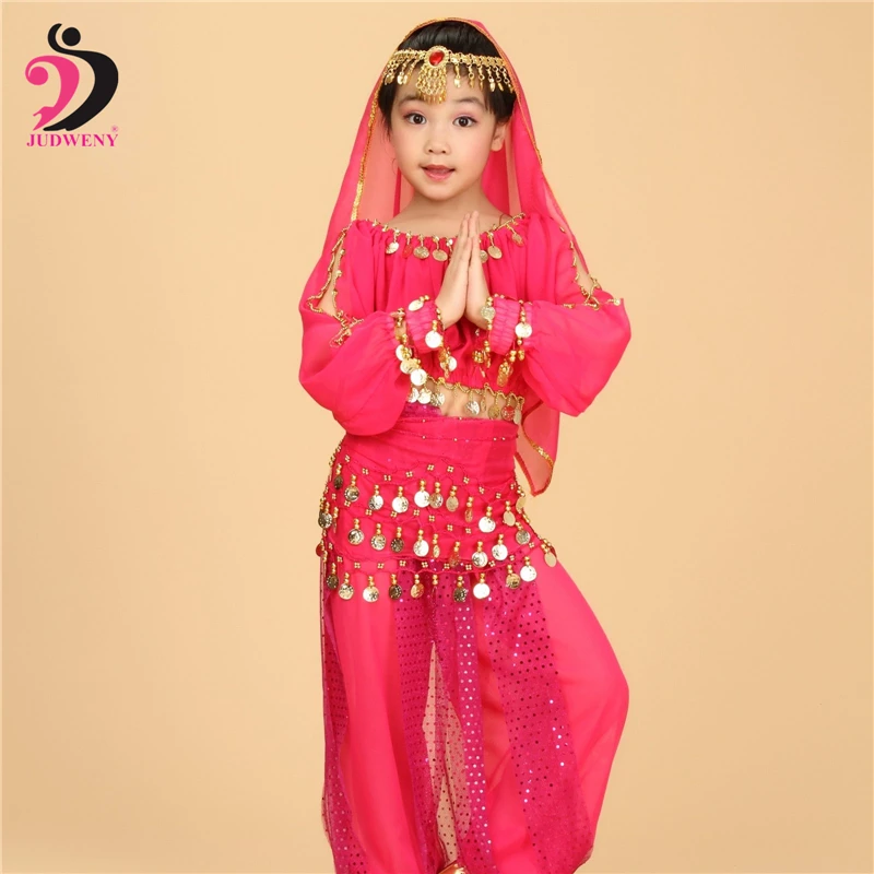 Индийская одежда костюм для танца живота Детский с длинными рукавами сцены