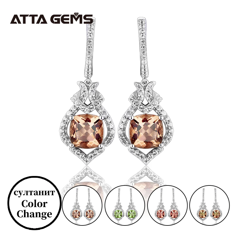 Женские серьги клипсы с зултанитом из стерлингового серебра 925 пробы драгоценным