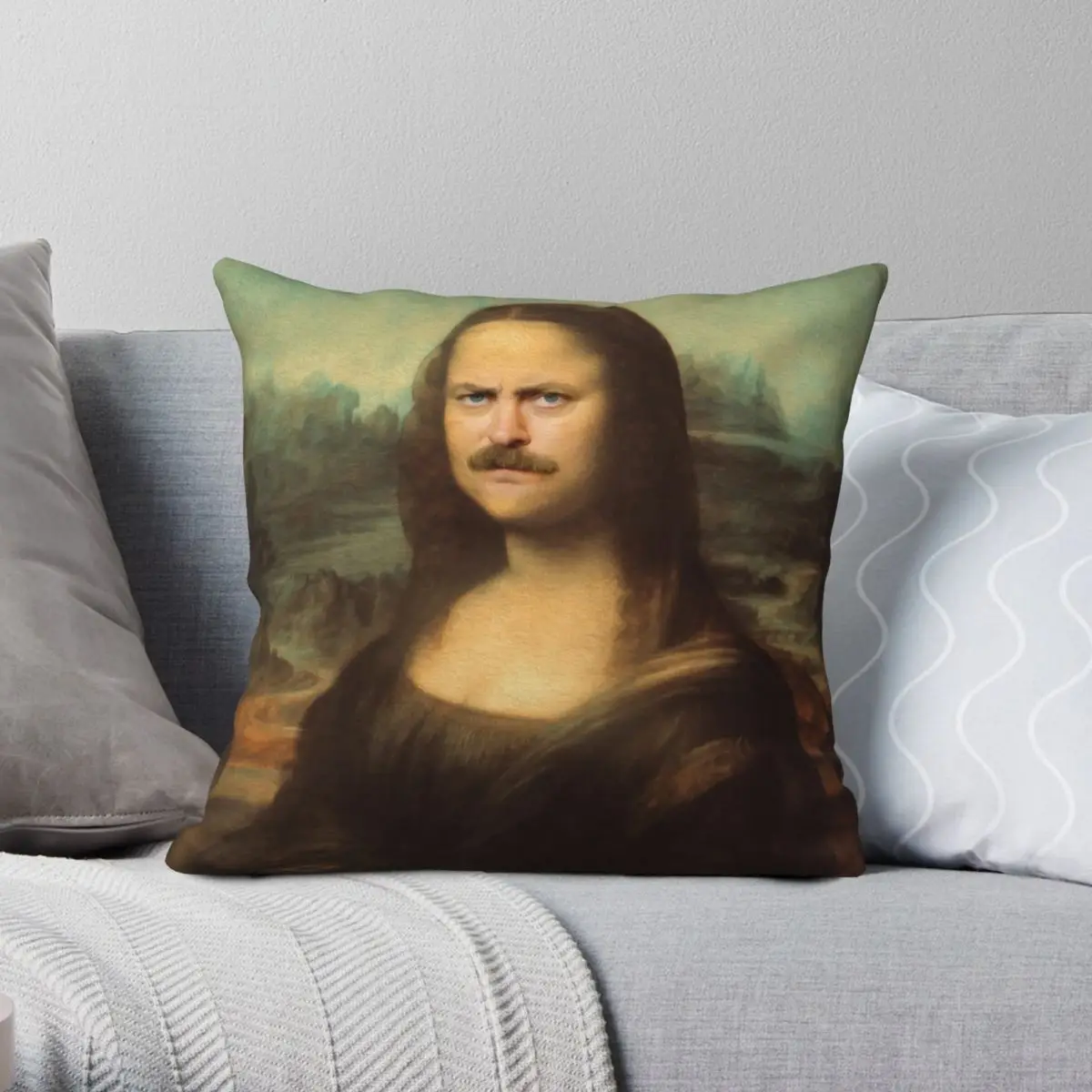 

Квадратный чехол для подушки Mona Ron Swanson из полиэстера и льна