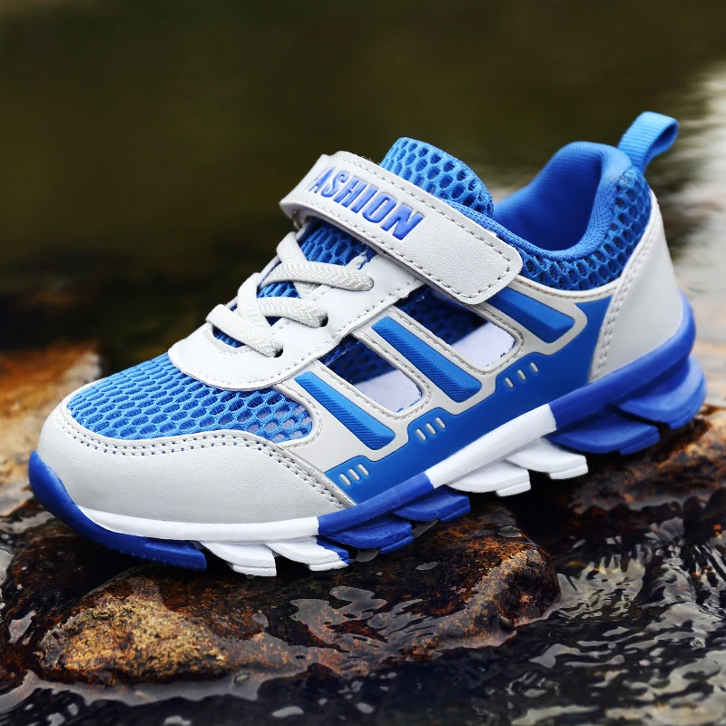 J & G Kasual Anak Laki-laki Sepatu Royal Blue Remaja Pelatih Musim Panas Mesh Anak-anak Sekolah Sepatu Nyaman Besar Mahasiswa Anak sepatu Olahraga