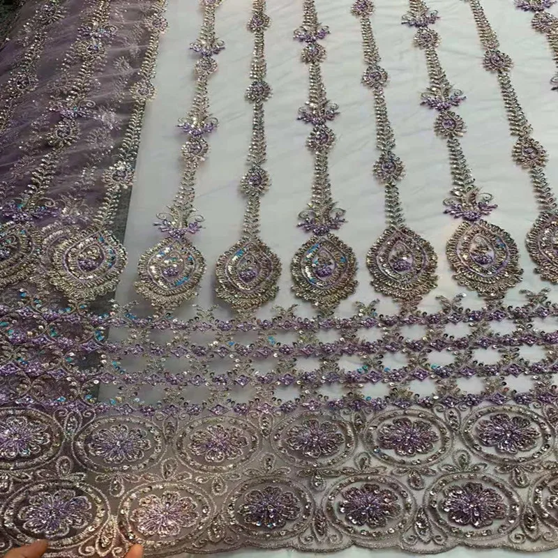 Тяжелая промышленность ручной работы вышитая бисером французская сетка