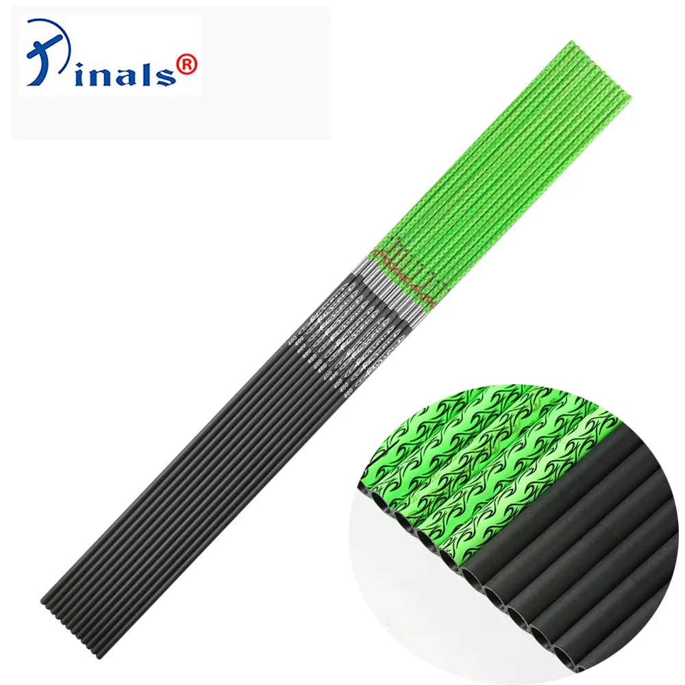 

6pcs/12pcs ID6.2mm Spine 300 340 400 500 600 Green Zebra Skin Carbon Arrow Shaft for Archery DIY Hunting Shooting