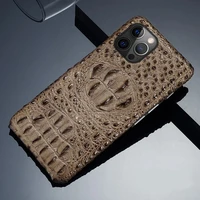 phone case for iphone 13 pro max 12 mini 12 11 pro max x xr xs max 5 6 7 8 plus se 2020 genuine leather luxury 3d crocodile head