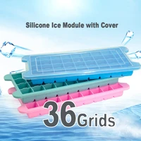 1pcs blue green pink silicone ice cube maker form pudding chocolate molds with cover easy to remove ice trays fade resistant