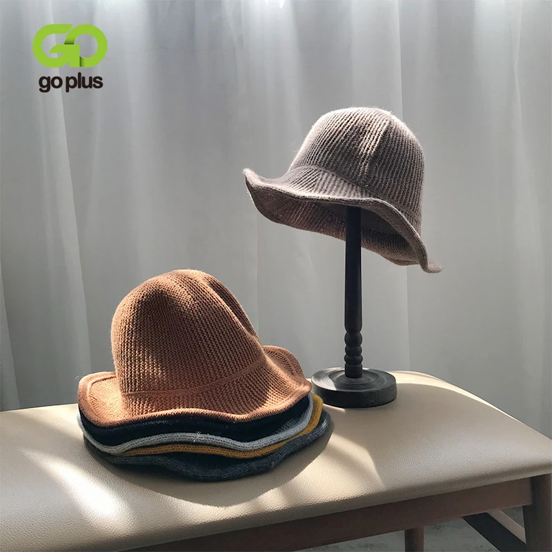 GOPLUS осенне зимняя женская шапка ведро для рыбалки в Корейском стиле однотонная