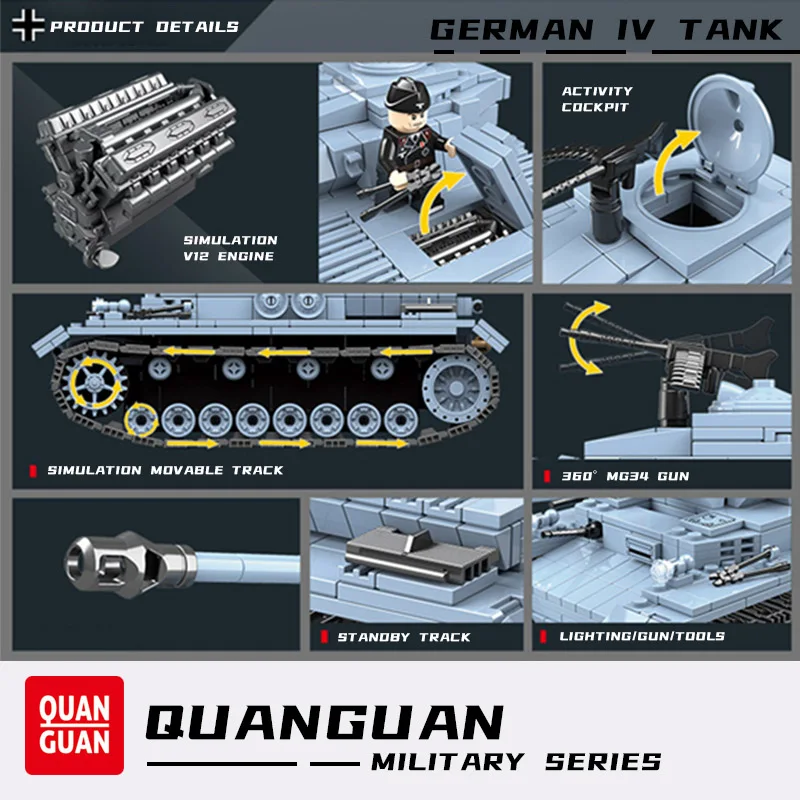 Германия IV танк кирпич строительные блоки модель WW2 Panzer армия мировая война 2