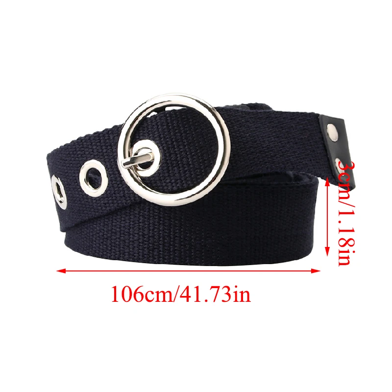

Women Canvas Belt Adults Solid Color Adjustable Belts Casual Waistband For Dress Jeans Decoration Round Metal Buckle Pin Belts