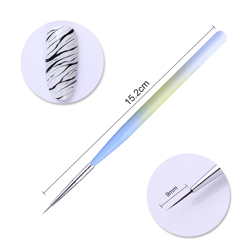 Nail Brush Liner 9mm BORN PRETTY, 1 шт., акриловая ручка для рисования водным мрамором, кисть для рисования серебристыми цветами, инструмент для маникюра и дизайна ногтей, ручка, инструмент для ногтей DIY - Цвет: Nail Brush Liner 9mm