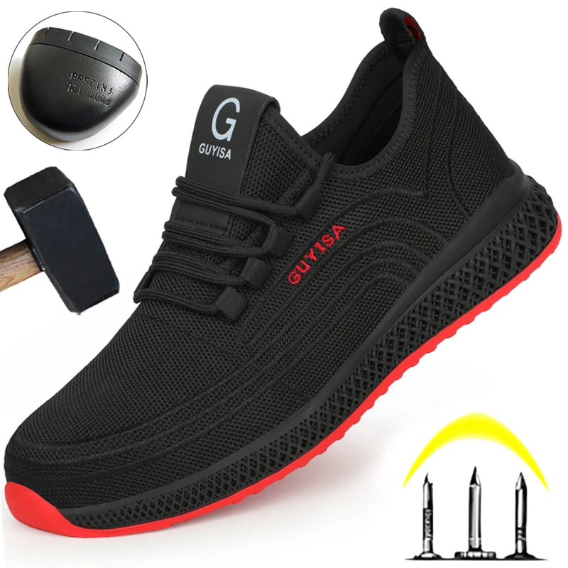 

Lightweight Safety Shoes Men Work Boots Steel Toe Shoes Work Sneakers For Men Boots Safety Sneakers Anti-Smash Safety Footwear