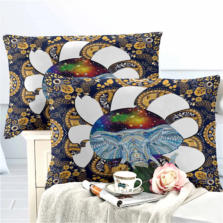

HELENGILI 3D Bedding Set Starry Sky Elephant Print Duvet Cover Set Bedcloth with Pillowcase Bed Set Home Textiles #DX-19
